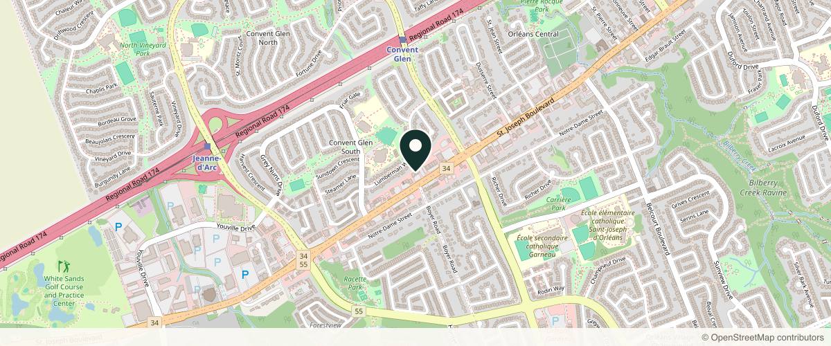 Map showing the exact location of Ottawa MediSPA Orleans at 2211 St Joseph Blvd, Orléans, ON K1C 7C5, Canada