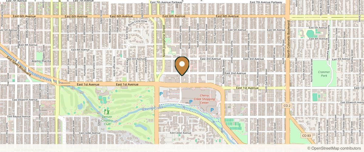 Map showing the exact location of OVME at 180 Clayton Ln, Denver, CO 80206, USA