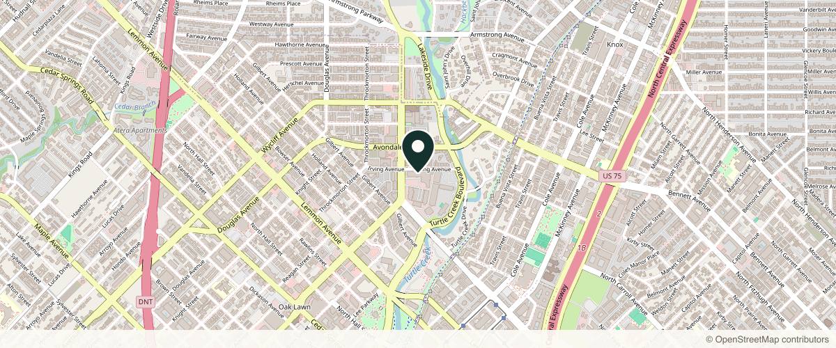 Map showing the exact location of OVME at 3888 Oak Lawn Ave #108, Dallas, TX 75219, USA