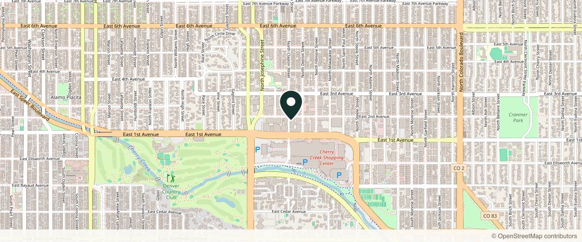 Map showing the exact location of OVME at 180 Clayton Ln, Denver, CO 80206, USA