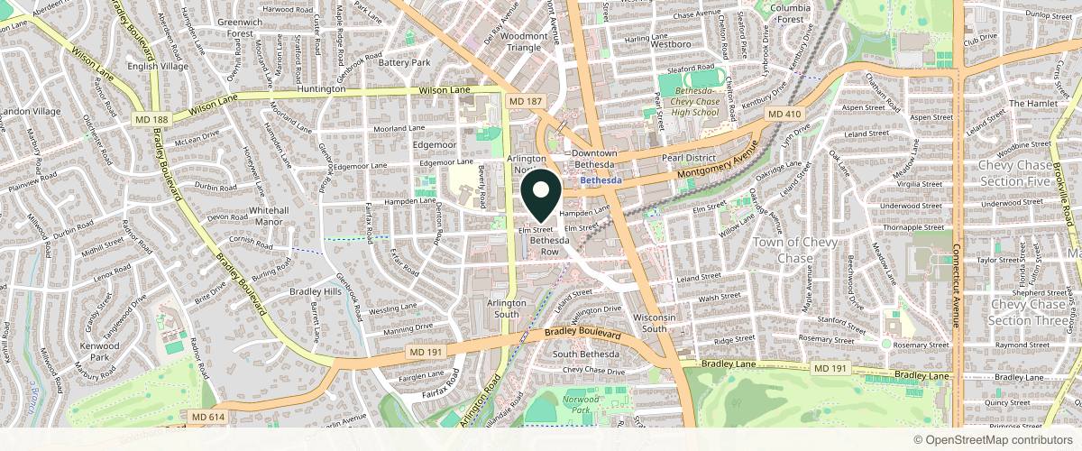 Map showing the exact location of OVME at 4921 Elm St, Bethesda, MD 20814, USA