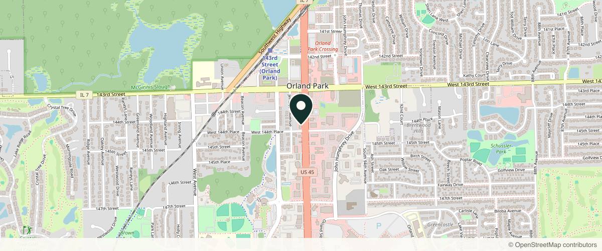 Map showing the exact location of Oxygen Med Spa at 14360 LaGrange Rd, Orland Park, IL 60462, USA