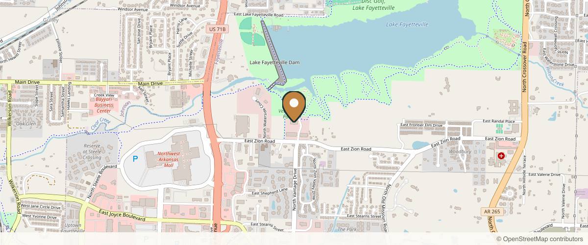 Map showing the exact location of Ozark Dermatology at 4375 N Vantage Dr, Fayetteville, AR 72703, USA