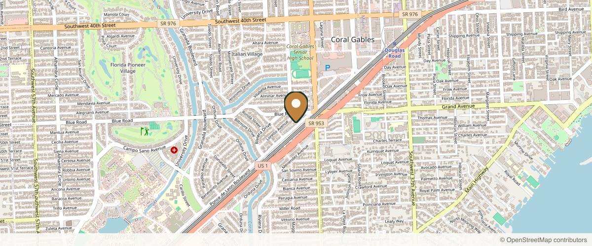 Map showing the exact location of Pōk Aesthetic Bar at 4649 Ponce de Leon Blvd #406, Coral Gables, FL 33146, USA