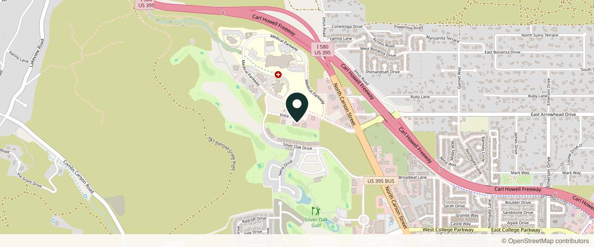 Map showing the exact location of Pacific Crest Dermatology - Carson at 1525 Vista Ln Ste 120, Carson City, NV 89703, USA