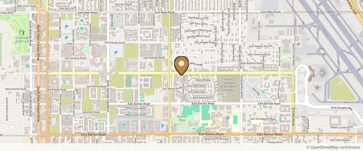 Map showing the exact location of Pacific Dermatology Institute at 1801 E Tahquitz Canyon Way Ste 103, Palm Springs, CA 92262, USA