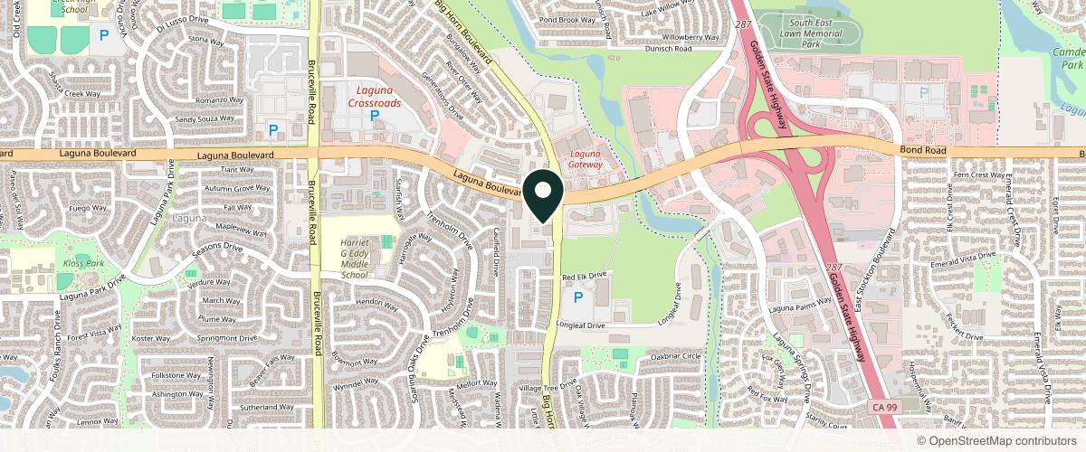 Map showing the exact location of Pacific Skin Institute at 9250 Big Horn Blvd #100, Elk Grove, CA 95758, USA