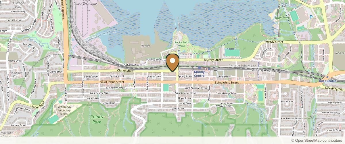 Map showing the exact location of Papillon Bleu Medical Aesthetic Centre at 2751 Clarke St, Port Moody, BC V3H 1Z1, Canada