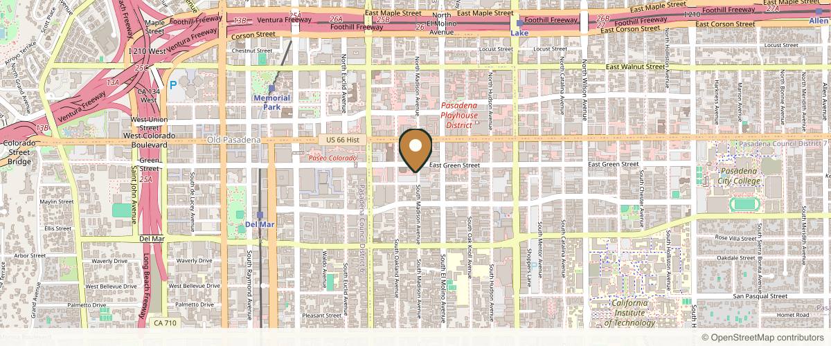 Map showing the exact location of Parfaire Medical Aesthetics - Pasadena Med Spa at 101 S Madison Ave Ste 100, Pasadena, CA 91101, USA