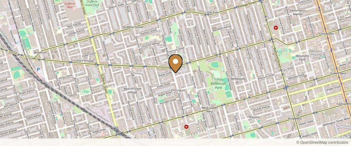 Map showing the exact location of Park Medical Aesthetics at 211 Ossington Ave, Toronto, ON M6J 2Z8, Canada