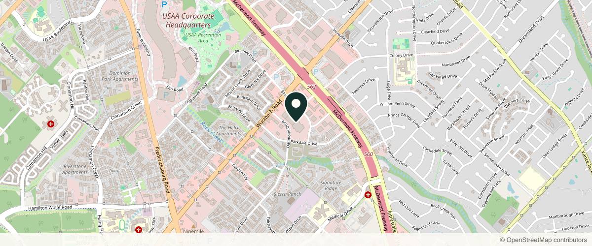 Map showing the exact location of Parkhurst Luxe Medical Spa at 9725 Datapoint Dr Ste 106, San Antonio, TX 78229, USA