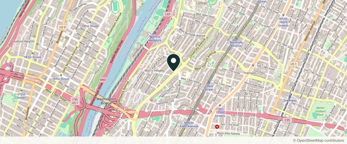 Map showing the exact location of Patel medical & Aesthetics: Niki Patel MD PC at 1715 University Ave, Bronx, NY 10453, USA