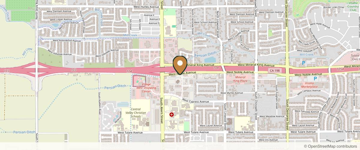 Map showing the exact location of Paz Dermatology at 5117 W Noble Ave, Visalia, CA 93277, USA