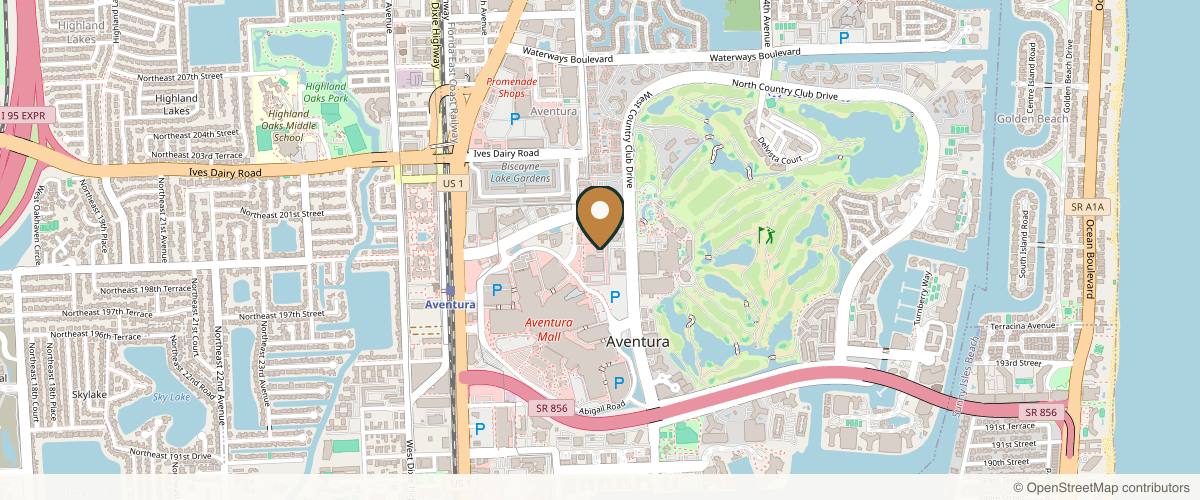 Map showing the exact location of Peace Love Med Aesthetic Rejuvenation at 2958 NE 199th St #6, Aventura, FL 33180, USA