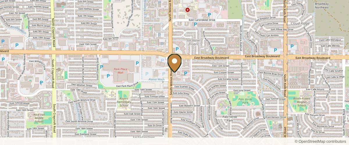 Map showing the exact location of Peach Skin & Laser at 245 S Wilmot Rd #165, Tucson, AZ 85711, USA