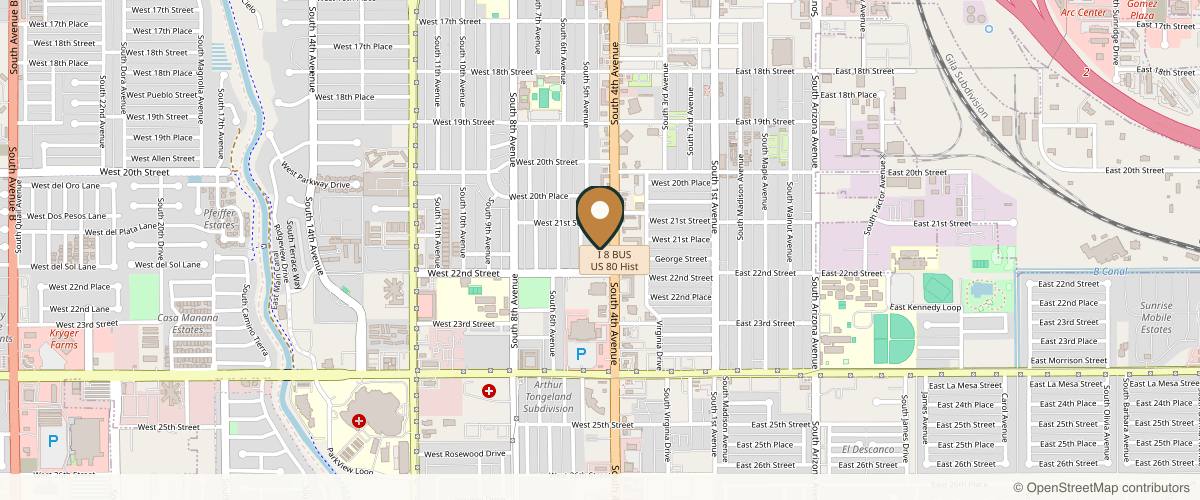 Map showing the exact location of Peach Skin & Laser at 2180 S 4th Ave A, Yuma, AZ 85364, USA