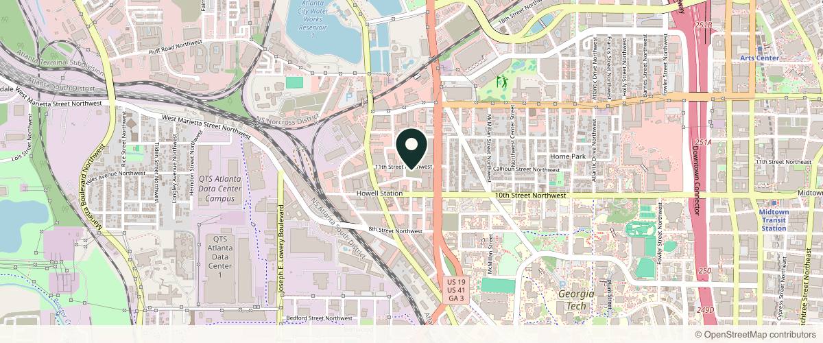 Map showing the exact location of Peachy Atlanta Midtown at 660 11th St NW Suite 3A, Atlanta, GA 30318, USA