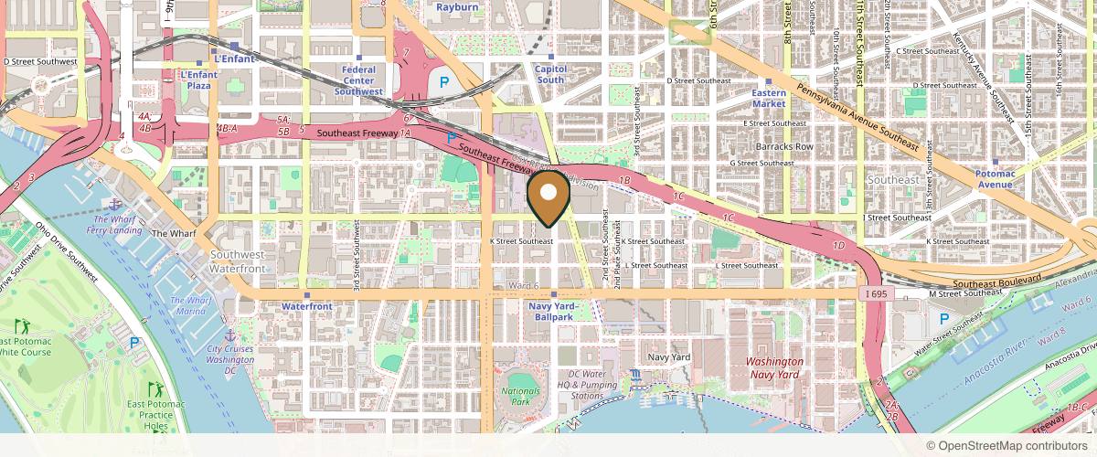 Map showing the exact location of Peachy Navy Yard at 949 1st St SE, Washington, DC 20003, USA