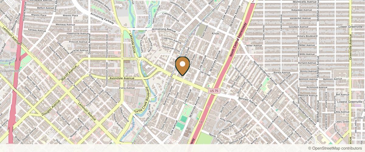 Map showing the exact location of Peak Beauty Clinic at 4211 Travis St, Dallas, TX 75205, USA