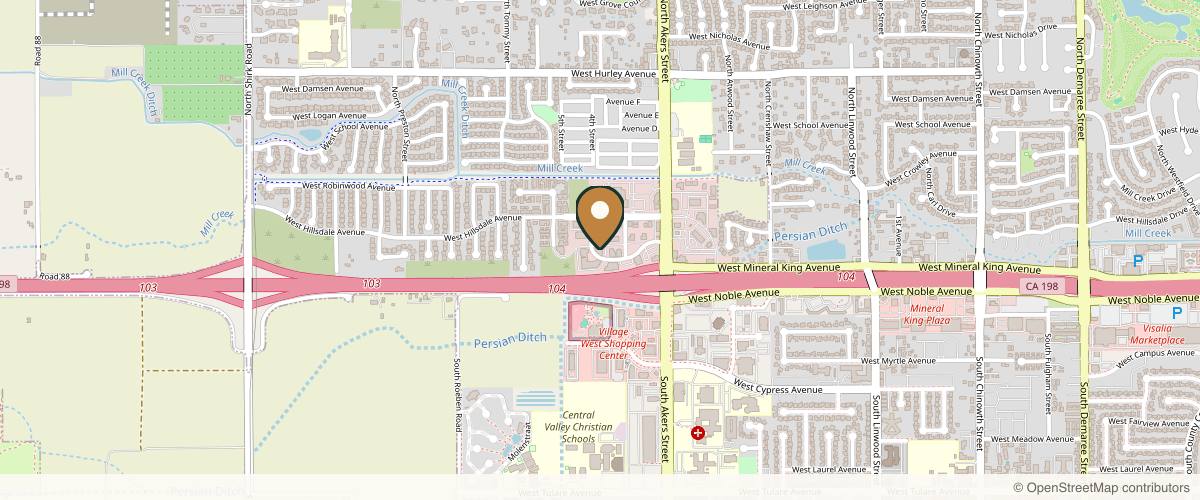 Map showing the exact location of Peak Dermatology, Aesthetics, and Wellness: Dr. Christopher Rex MD at 5530 Ave de Las Robles, Visalia, CA 93291, USA