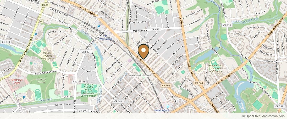 Map showing the exact location of Peak Medical Spa at 501 N Haddon Ave #9, Haddonfield, NJ 08033, USA