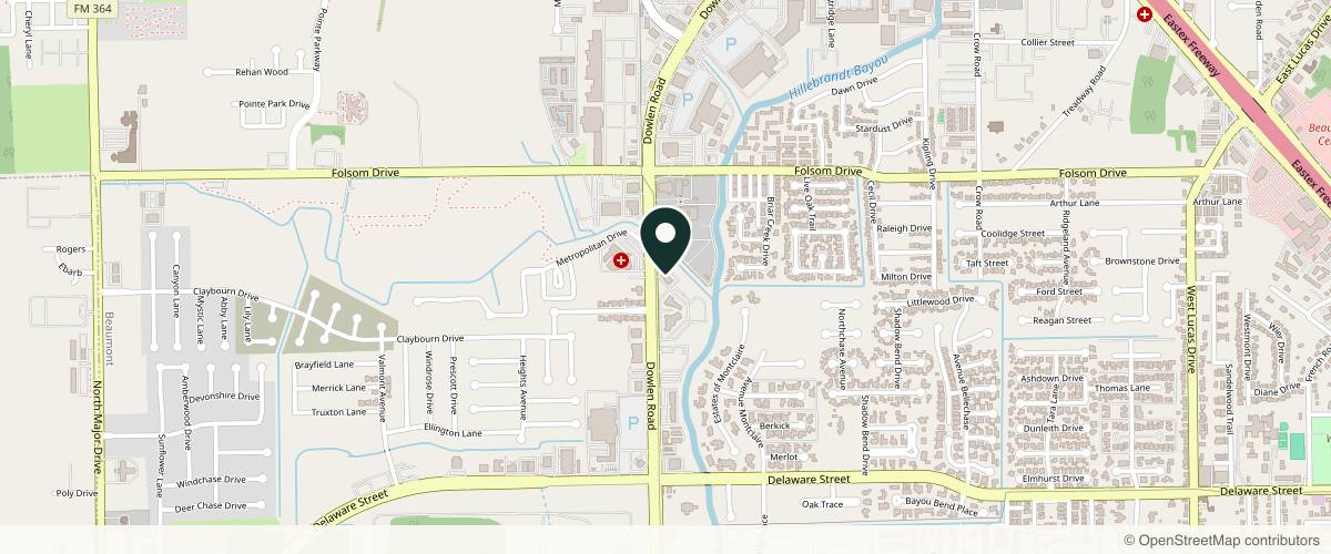 Map showing the exact location of Pearl Med Aesthetics at 3550 Dowlen Rd B, Beaumont, TX 77706, USA