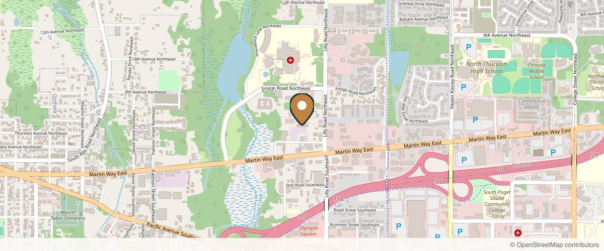 Map showing the exact location of Pearl Plastic Surgery at 145 Lilly Rd NE #102, Olympia, WA 98506, USA