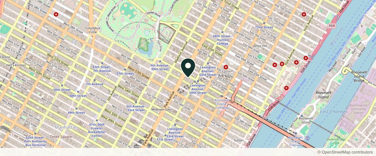 Map showing the exact location of Pearlman Aesthetic Surgery at 110 E 60th St #908, New York, NY 10022, USA
