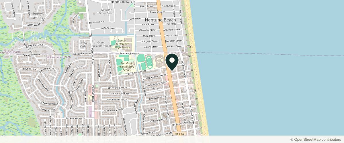 Map showing the exact location of Pentel Dermatology & Cosmetics at 1807 3rd St N, Jacksonville Beach, FL 32250