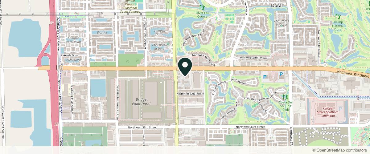 Map showing the exact location of Perfect B Aesthetic Medicine at 3905 NW 107th Ave #104, Doral, FL 33178, USA