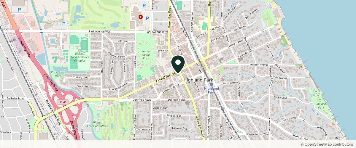Map showing the exact location of Perlis MedSpa and Wellness Center at 1780 Green Bay Rd Ste 204, Highland Park, IL 60035, USA