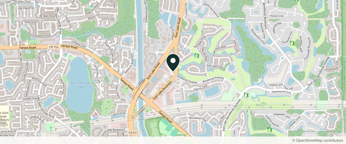 Map showing the exact location of PHDermatology- Palm Harbor at 4197 Woodlands Pkwy, Palm Harbor, FL 34685