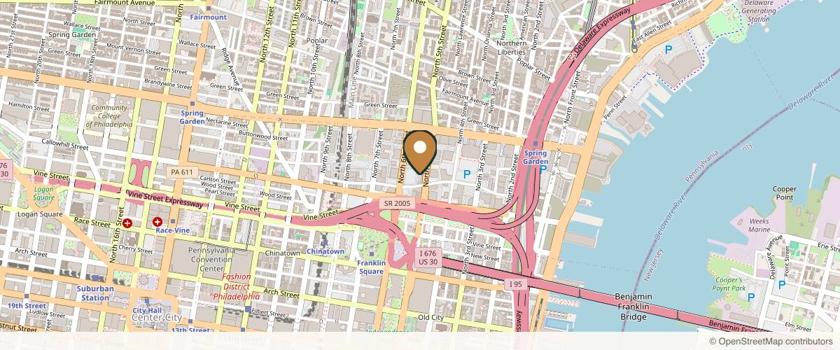 Map showing the exact location of Philadelphia Facial Plastic Surgery & Medspa at 456 N 5th St Ste 3, Philadelphia, PA 19123, USA