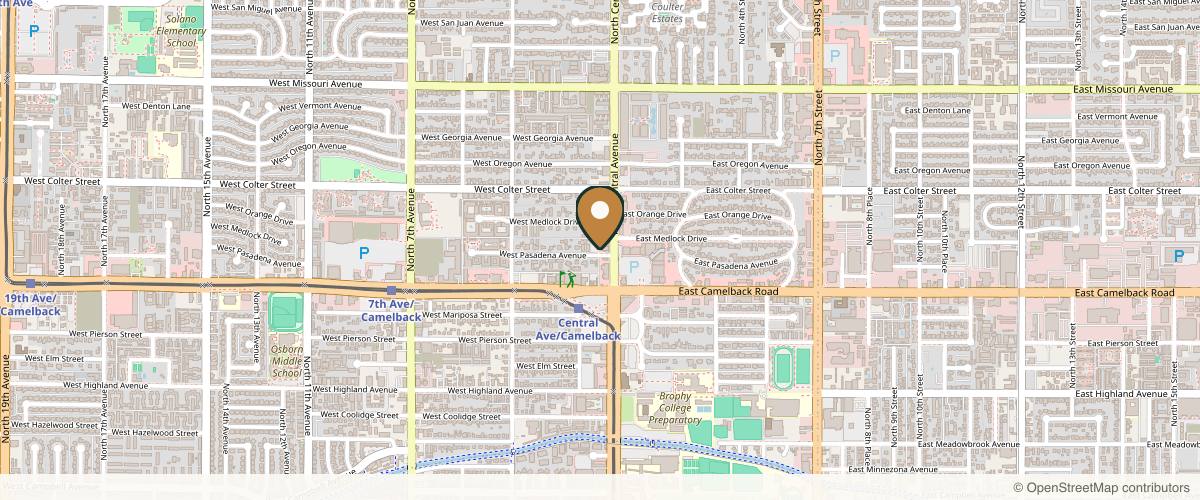 Map showing the exact location of Phoenix Skin Medical Surgical Group at 5056 N Central Ave, Phoenix, AZ 85012, USA