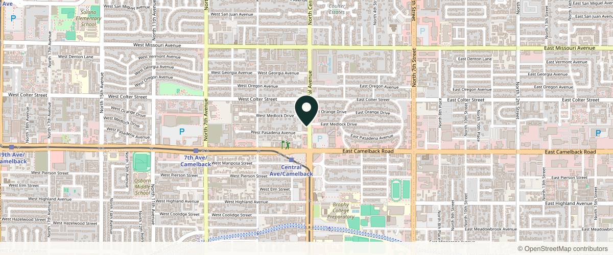 Map showing the exact location of Phoenix Skin Spa at 5060 N Central Ave, Phoenix, AZ 85012, USA