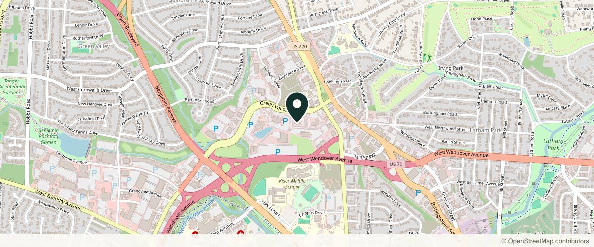 Map showing the exact location of Physicians for Women MedSpa & Laser Center at 802 Green Valley Rd #300, Greensboro, NC 27408, USA