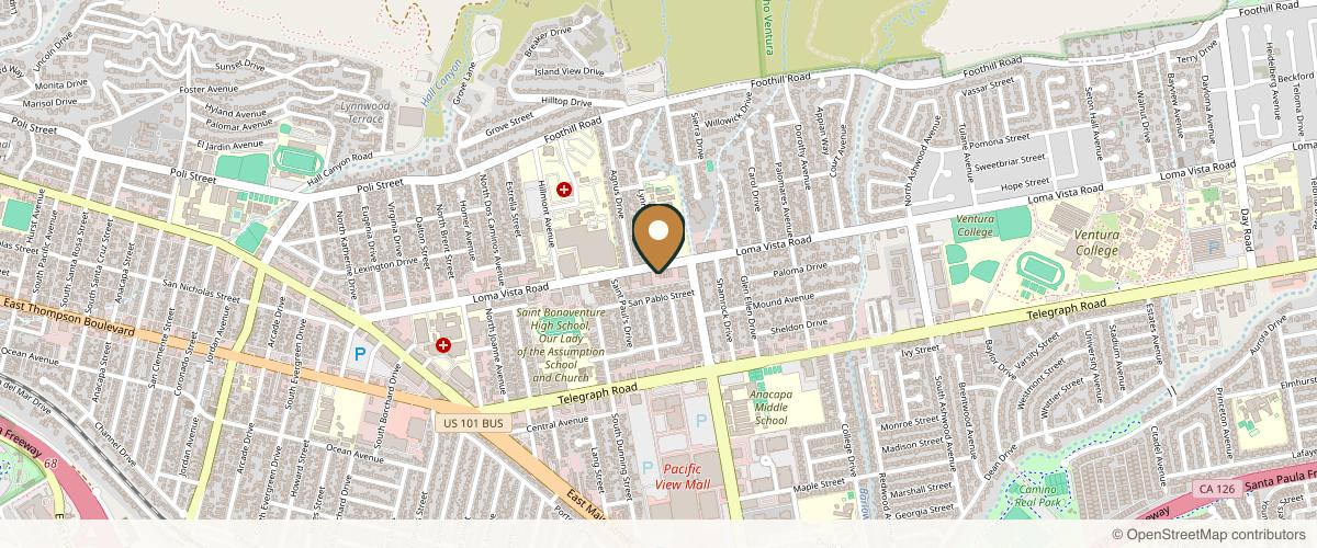 Map showing the exact location of Pickart Plastic Surgery at 3438 Loma Vista Rd, Ventura, CA 93003, USA