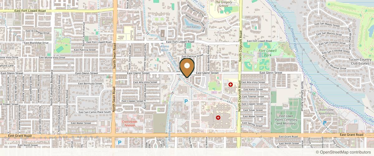 Map showing the exact location of Pima Dermatology at 5150 E Glenn St, Tucson, AZ 85712, USA