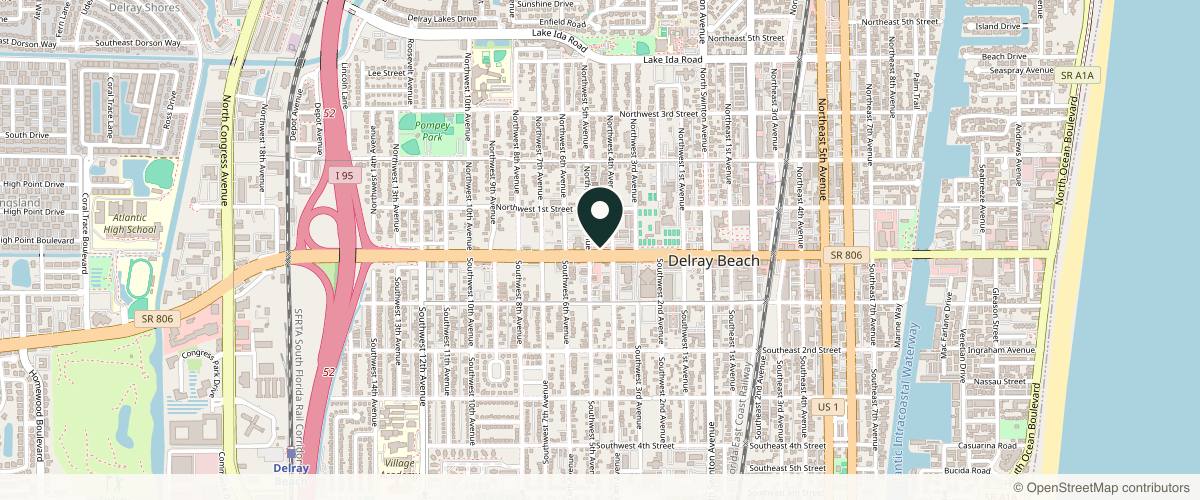 Map showing the exact location of Pineapple Grove Medical Spa at 401 W Atlantic Ave #0-13, Delray Beach, FL 33444, USA