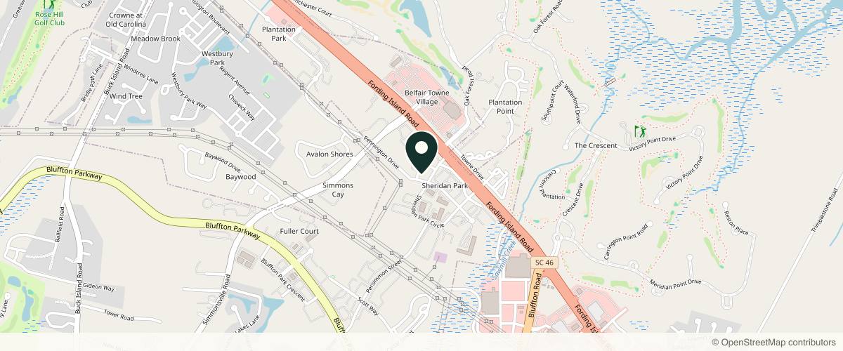 Map showing the exact location of Pinnacle Plastic Surgery at 7 Mallett Wy, Bluffton, SC 29910, USA