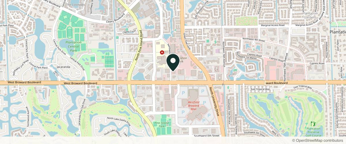 Map showing the exact location of Plantation Med Spa at 100 NW 82nd Ave #103, Plantation, FL 33324, USA