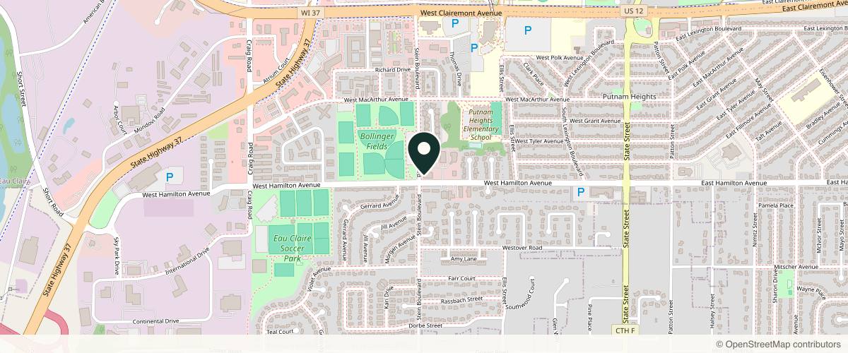 Map showing the exact location of Plastic Surgery Clinic of Eau Claire at 3221 Stein Blvd Ste 2, Eau Claire, WI 54701, USA