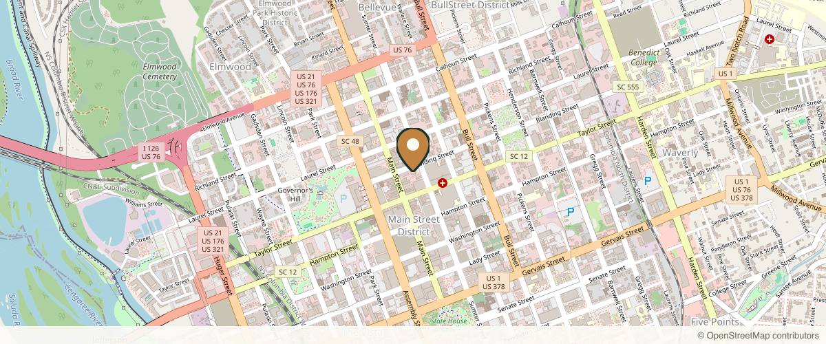 Map showing the exact location of Plastic Surgery Consultants at 1220 Blanding St, Columbia, SC 29201, USA