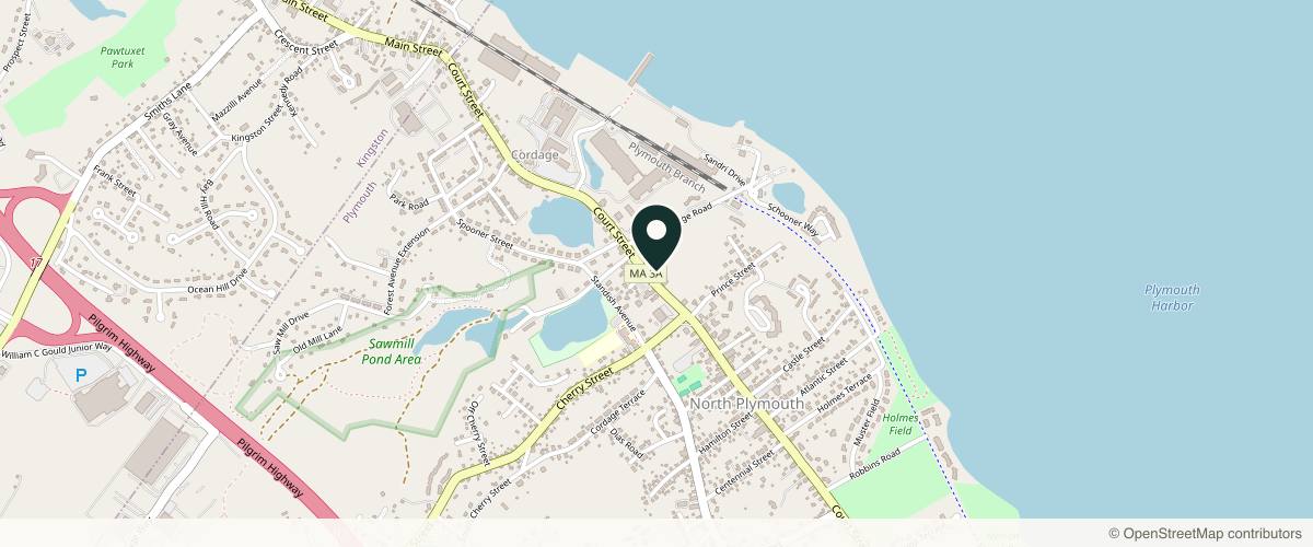 Map showing the exact location of Plymouth Dermatology Associates at 345 Court St Suite 201, Plymouth, MA 02360, USA