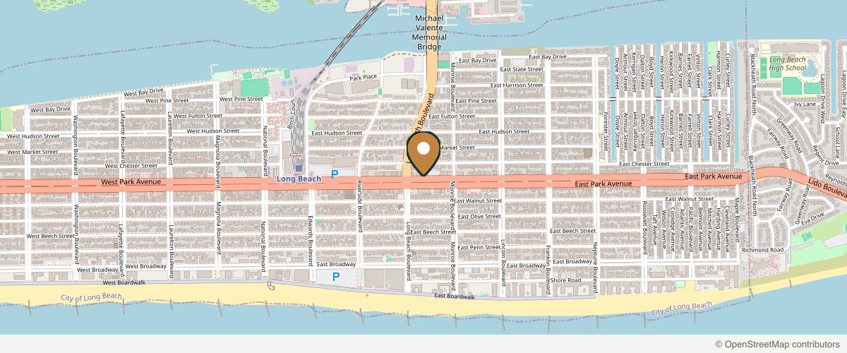 Map showing the exact location of Pod Spa and Wellness at 221 E Park Ave, Long Beach, NY 11561, USA