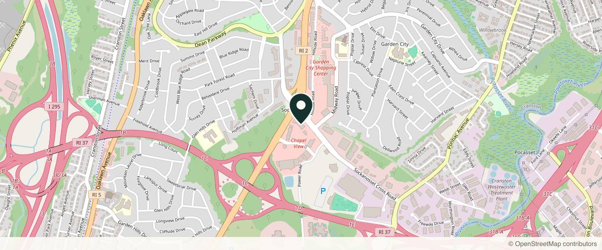 Map showing the exact location of Polacek Center for Plastic Surgery: Lori G. Polacek, MD at 2000 Chapel View Blvd #110, Cranston, RI 02920, USA