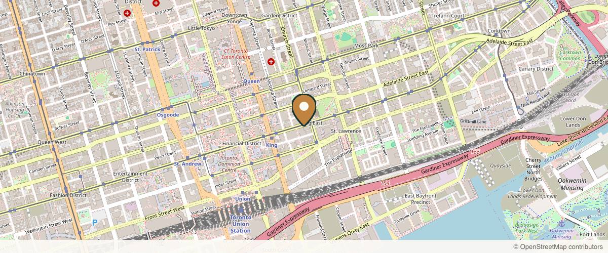 Map showing the exact location of POUTx at 89 King St E, Toronto, ON M5C 1G3, Canada