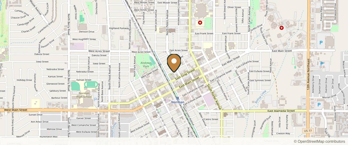 Map showing the exact location of Prairie Rose Wellness and Beauty Norman at 120 E Tonhawa St Ste 102, Norman, OK 73069, USA
