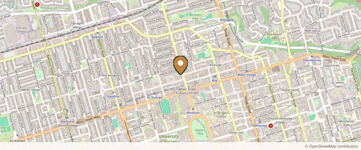 Map showing the exact location of PRECISE by ICELYN - YORKVILLE at 38 Avenue Rd Unit 1-2, Toronto, ON M5R 2G2, Canada
