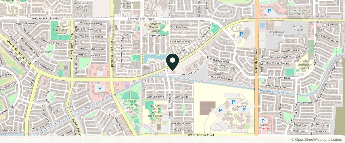 Map showing the exact location of Prescription Pretty Medical Aesthetics & Wellness at 13645 W Indian School Rd Ste 12, Litchfield Park, AZ 85340, USA